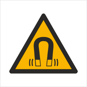 Znak ostrzeżenie przed silnym polem magnetycznym (W06) (ISO 7010)