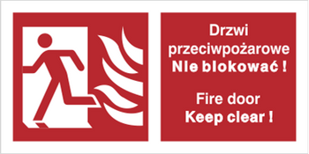 Znak drzwi przeciwpożarowe. nie blokować! fire door keep clear! (w lewo) (217-05)