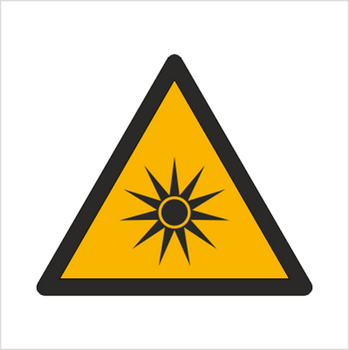 Znak ostrzeżenie przed promieniowaniem optycznym (W27) (ISO 7010)