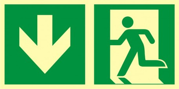 Znak kierunek do wyjścia ewakuacyjnego - w dół (lewostronny) (AE094) Signproject