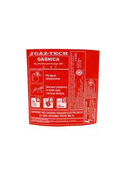 Etykieta serwisowa (czerwona) do gaśnicy proszkowej  GP 4x ABC - GAZ TECH