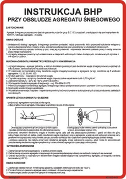 Instrukcja BHP przy obsłudze agregatu śniegowego (422 XO-143)