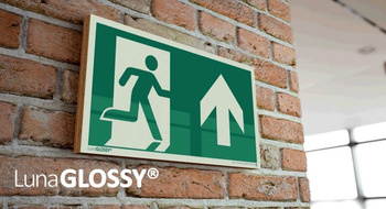 Znak Wyjście ewakuacyjne prosto prawe (na sklejce)