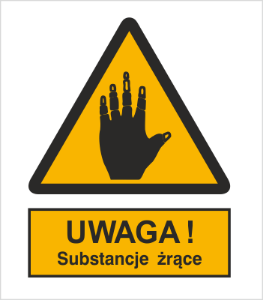 Znak uwaga substancje żrące (303-04)