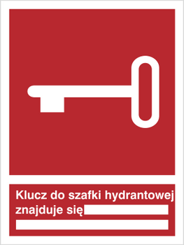 Znak klucz do szafki hydrantowej znajduje się ... (230)