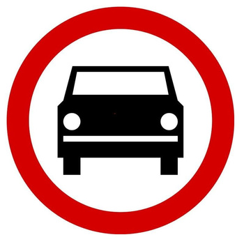 Znak zakazu METALOWY (B3) Zakaz wjazdu pojazdów silnikowych z wyjątkiem motocykli jednośladowych