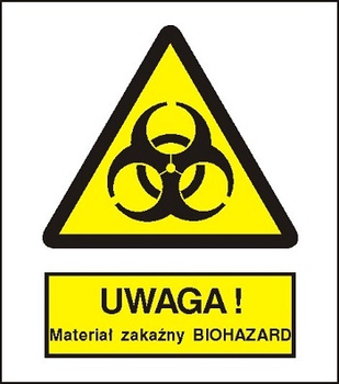 Znak uwaga materiał zakaźny biohazard na Folii Samoprzylepnej (316-01)