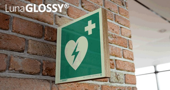 Znak Defibrylator (na sklejce) znak prostopadły