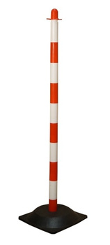 Słupek do łańcucha biało-czerwony 110 cm podstawa gumowa