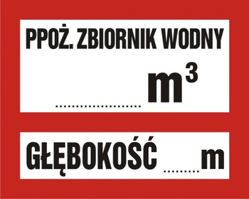 Znak ppoż. zbiornik wody...m³, głębokość zbiornika ...m (BC117) Signproject