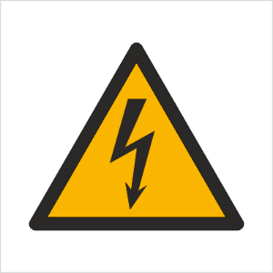 Znak ostrzeżenie przed napięciem elektrycznym (W12) (ISO 7010)