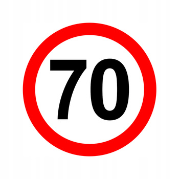 Nalepka limit prędkości 70 km/h (klasa 2)