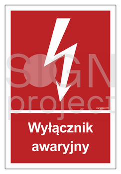 Znak Wyłacznik awaryjny na Płycie Świecącej (BC034)