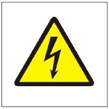 Znak ostrzeżenie przed porażeniem prądem elektrycznym na płycie PCV (307)