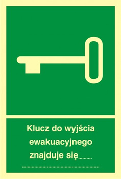 Znak klucz do wyjścia ewakuacyjnego znajduje się..... na Folii Samoprzylepnej (AB001)