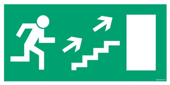 Znak kierunek do wyjścia drogi ewakuacyjnej schodami w górę w prawo (AC020) Signproject