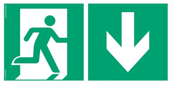 Znak kierunek do wyjścia ewakuacyjnego - w dół (prawostronny) (AE099) Signproject