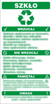 Znak Instrukcja segregacji odpadów- szkło (PA086)