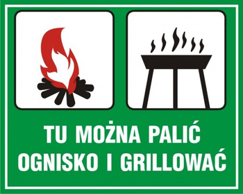 Znak Tu można palić ognisko i grillować (OB040)