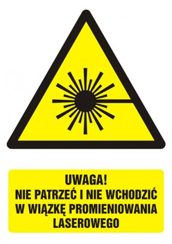 Znak Uwaga! Nie patrzeć i nie wchodzić w wiązkę promieniowania laserowego na Folii Samoprzylepnej (GF016)