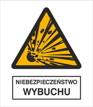 Znak niebezpieczeństwo wybuchu na Folii Świecącej (216-03)