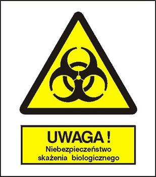 Znak uwaga niebezpieczeństwo skażenia biologicznego na Folii Samoprzylepnej (316)
