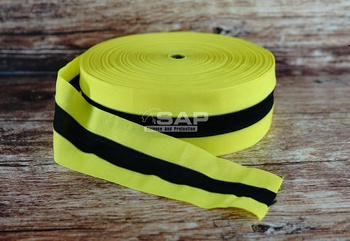 Taśma ostrzegawcza parciana poliestrowa żółto czarna 80mm/100m