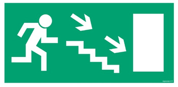 Znak kierunek do wyjścia drogi ewakuacyjnej schodami w dół w prawo (AC017) Signproject