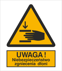 Znak uwaga niebezpieczeństwo zgniecenia dłoni (327)