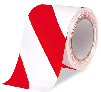 Taśma bhp samoprzylepna biało czerwona 100mm/33 m