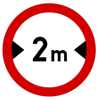 Znak zakazu METALOWY (B15) Zakaz wjazdu pojazdów o szerokości ponad 2m