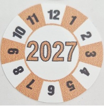 Kółka z datą 2027 do kontrolek gaśnic – Arkusz 100 szt.