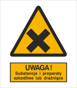 Znak uwaga substancje i preparaty szkodliwe lub drażniące (318-02)