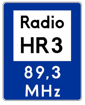 Znak informacyjny METALOWY informacja radiowa o ruchu drogowym (D34a)