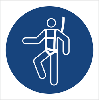 Znak nakaz stosowania szelek bezpieczeństwa (M18) (ISO 7010)