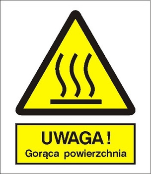 Znak uwaga gorąca powierzchnia na Folii Samoprzylepnej (322)