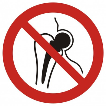 Znak Zakaz wstępu osobom z implantami (GAP014)