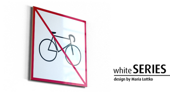Znak Zakaz wprowadzania rowerów whiteSERIES