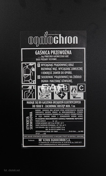 Etykieta serwisowa oryginalna do gaśnicy przewoźnej AP50x ABC Ogniochron