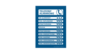 Znak Instrukcja Telefony Alarmowe (IN021)
