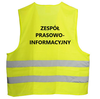 Kamizelka odblaskowa ostrzegawcza żółta "ZESPÓŁ PRASOWO INFORMACYJNY"