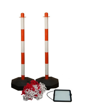 Słupki wygrodzeniowe OCTAGON z łańcuchem 2,5m + tabliczka