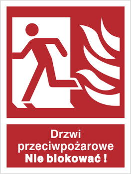 Znak drzwi przeciwpożarowe nie blokować (w lewo) na Płycie Świecącej (217-04)